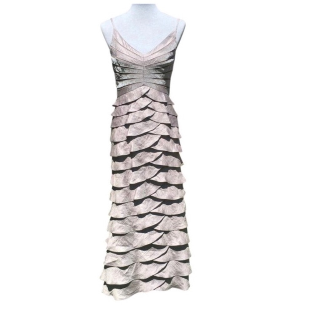 Adrianna Papell silver evening tiered dress size 8